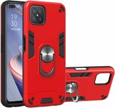 Voor OPPO A92s 2 in 1 Armor Series PC + TPU beschermhoes met ringhouder (rood)