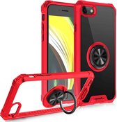 Armor Ring PC + TPU magnetische schokbestendige beschermhoes voor iPhone SE 2020/8/7 (rood)