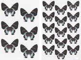 8x Vellen zwarte vlinder stickers