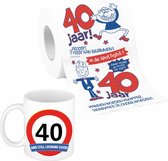 Cadeau set voor 40e verjaardag - Koffie mok en funny WC-rol - Voor mannen van 40