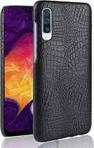 Samsung Galaxy A50 Hoesje - Mobigear - Croco Serie - Hard Kunststof Backcover - Zwart - Hoesje Geschikt Voor Samsung Galaxy A50