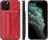 Voor iPhone 12 Pro Max Fierre Shann volledige dekking beschermende lederen tas met houder en kaartsleuf (rood)