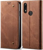 Voor Huawei P Smart Z / Y9 Prime Denim Textuur Casual Stijl Horizontale Flip Leren Case met Houder & Kaartsleuven & Portemonnee (Bruin)