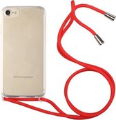 Schokbestendig ultradunne TPU + acryl beschermhoes met lanyard voor iPhone 7 Plus / 8 Plus (rood)
