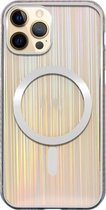 Kleurrijke Laser Magsafe-hoes TPU magnetische beschermhoes voor iPhone 12 Pro Max (geborsteld zilver)