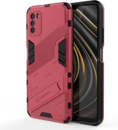 Voor Xiaomi Poco M3 Punk Armor 2 in 1 PC + TPU schokbestendig hoesje met onzichtbare houder (lichtrood)