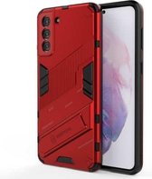 Voor Samsung Galaxy S21 + 5G Punk Armor 2 in 1 PC + TPU schokbestendig hoesje met onzichtbare houder (rood)