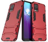 Voor vivo V20 PC + TPU schokbestendige beschermhoes met houder (rood)