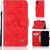 Voor iPhone X / XS Retro koperen gesp Crazy Horse horizontale flip PU lederen tas met houder & kaartsleuven & portemonnee & lanyard (rood)