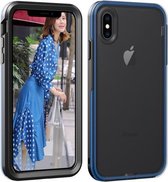 Voor iPhone X / XS TPU + PC Polish Case Drop & Shockproof & Krasbestendig (Zwart + Blauw)
