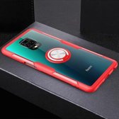 Voor Geschikt voor Xiaomi Redmi Note 9 Pro Max Anti-fall Transparant TPU + Acryl Beschermhoes voor mobiele telefoon met ringbeugel (rood)