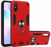 Voor Xiaomi Redmi 9A Armor Series PC + TPU beschermhoes met ringhouder (rood)