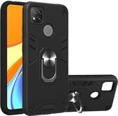 Voor Geschikt voor Xiaomi Redmi 9C Armor Series PC + TPU beschermhoes met ringhouder (zwart)