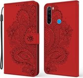 Voor Xiaomi Redmi Note 8 Pauw Reliëfpatroon Horizontale Flip Leren Case met Houder & Kaartsleuven & Portemonnee & Lanyard (Rood)