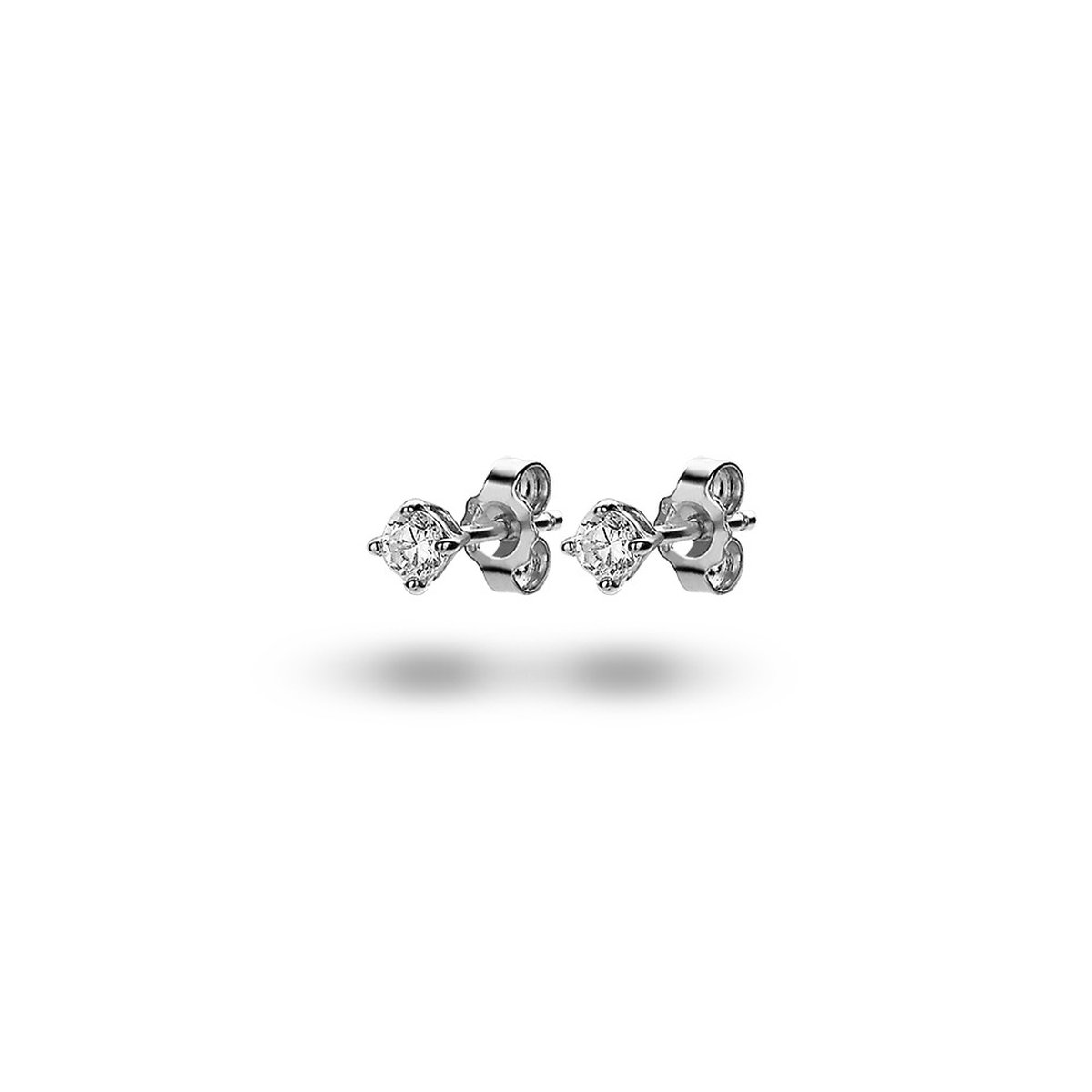 Twice As Nice Oorbellen in zilver, een zirkonia van 3 mm Wit