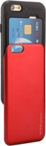 GOOSPERY voor iPhone 6 Plus & 6s Plus TPU + PC Sky Slide Bumper beschermende achterkant van de behuizing met kaartsleuven (rood)