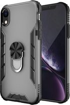 Magnetische matte pc + matte TPU schokbestendige behuizing met ringhouder voor iPhone XR (Phantom Black)