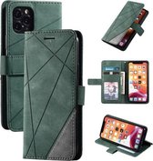 Voor iPhone 11 Skin Feel Splicing Horizontale lederen flip-hoes met houder & kaartsleuven & portemonnee & fotolijst (groen)