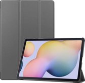 Voor Samsung Galaxy Tab S7 Plus Custer Texture Smart PU lederen tas met slaap- / wekfunctie en 3-voudige houder (grijs)