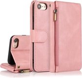 Skin-feel Crazy Horse Texture Rits Portemonnee Tas Horizontale Flip Leren Case met Houder & Kaartsleuven & Portemonnee & Lanyard Voor iPhone 6 (Rose Goud)