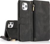 Skin-feel Crazy Horse Texture Rits Portemonnee Tas Horizontale Flip Leren Case met Houder & Kaartsleuven & Portemonnee & Lanyard Voor iPhone 11 Pro (Zwart)