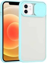 Sliding Camera Cover Design TPU beschermhoes voor iPhone 12 (hemelsblauw)