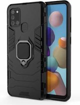 Voor Samsung Galaxy A21s PC + TPU schokbestendige beschermhoes met magnetische ringhouder (zwart)