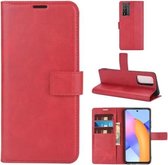 Retro kalfspatroon gesp horizontale flip lederen tas met houder & kaartsleuven & portemonnee voor Huawei Honor 10X Lite (rood)