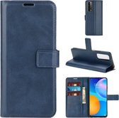 Retro kalfspatroon gesp horizontale flip lederen tas met houder & kaartsleuven & portemonnee voor Huawei P Smart 2021 / Y7A (blauw)