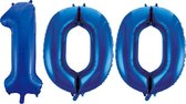 Cijfer Folie ballonnen 100 blauw.