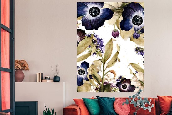 Poster Waterverf - Bloemen - Illustratie - 120x180 cm XXL