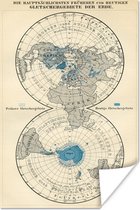 Glaciers sur papier affiche vintage carte du monde