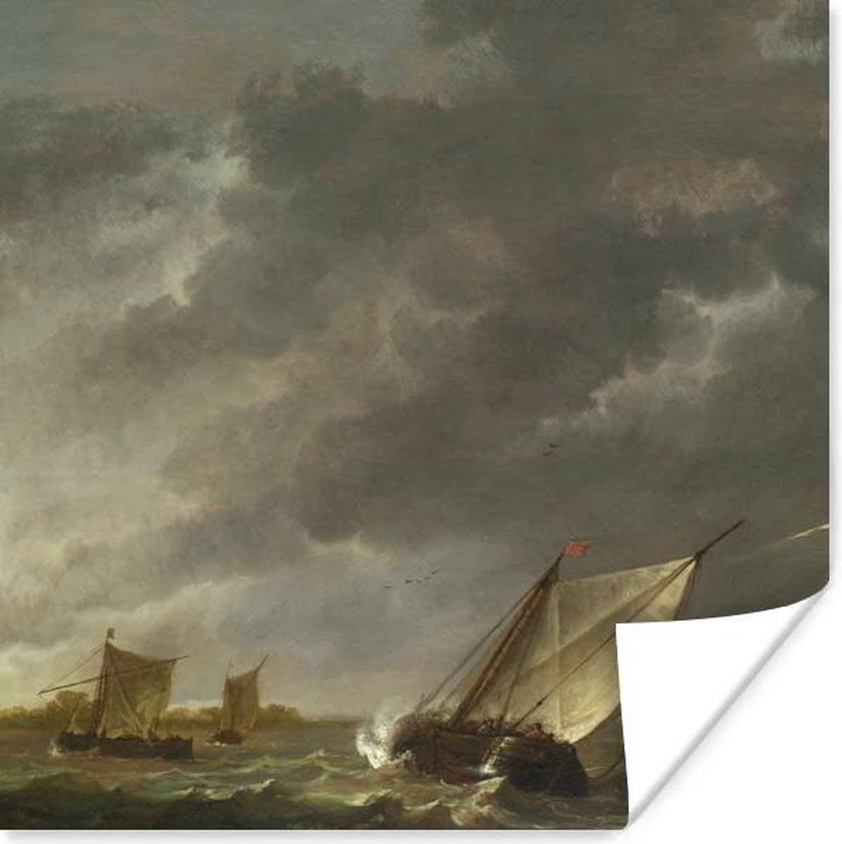 Poster De Maas bij Dordrecht in een storm - Aelbert Cuyp - 100x100 cm XXL - PosterMonkey
