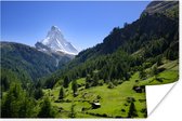 Poster Zwitserse Alpen in Matterhorn met groene bomen - 60x40 cm