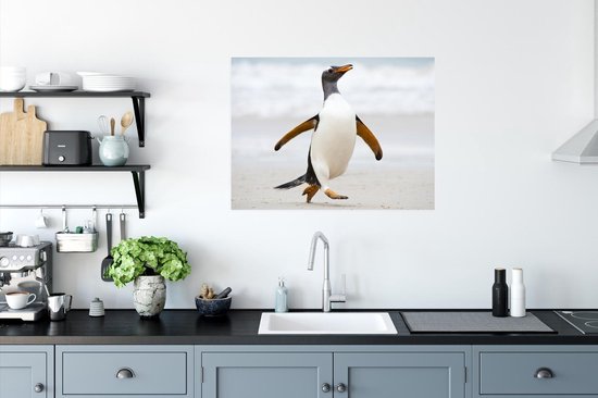 Pingouin court sur la plage 80x60 cm