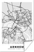 Poster Stadskaart - Arnhem - Grijs - Wit - 40x60 cm - Plattegrond