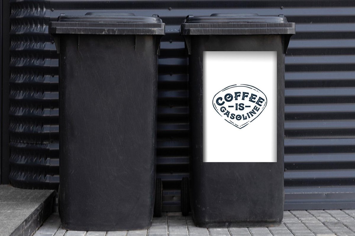 Afbeelding van product StickerSnake  Container sticker tekening met de quote Coffee is gasoline in zwart-wit - 40x60 cm - Kliko sticker
