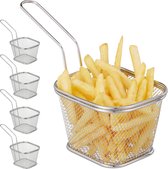 relaxdays Mini panier à friture lot de 5 - paniers de service pour frites et collations - panier à frites