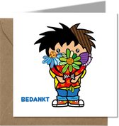 Tallies Cards - greeting - ansichtkaarten - Bedankt jongen - PopArt  - Set van 4 wenskaarten - Inclusief kraft envelop - bedankkaart - bedankt - 100% Duurzaam