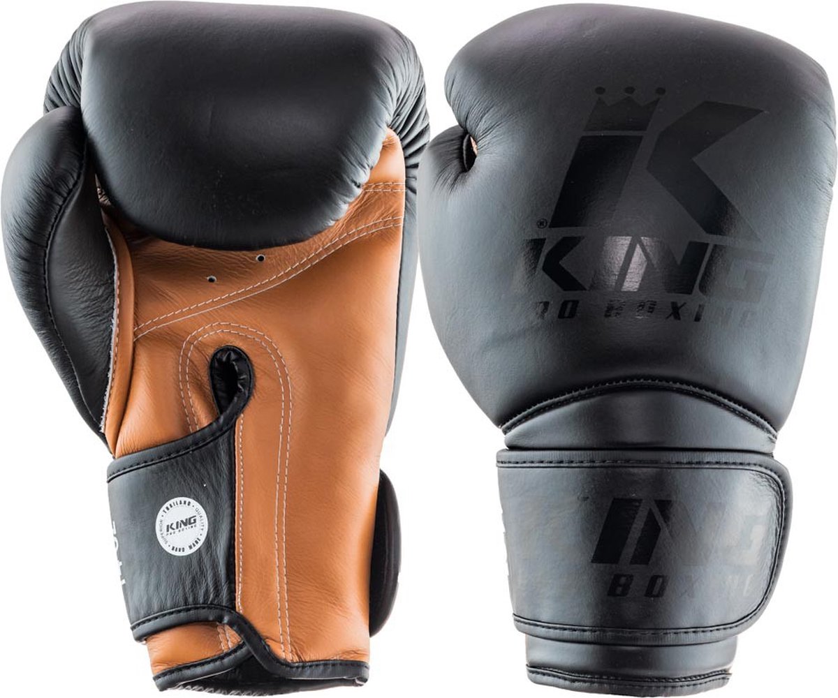 King Pro Boxing Bokshandschoenen - Star 3 - Echt leer - Zwart / Bruin 12 oz