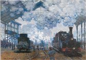 Station Saint-Lazare in Parijs, aankomst van een trein, Claude Monet - Foto op Forex - 70 x 50 cm (B2)