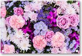 Roze en Paarse Bloemen - Tuinposter 90x60 - Wanddecoratie - Natuur - Bloemen