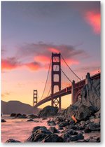 Golden Gate Bridge - zonsondergang - San Francisco, Californië - A1 Poster Staand - 59x84cm - Landschap