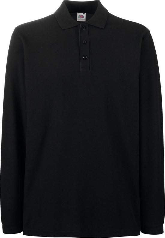 Fruit Of The Loom Heren Premium Poloshirt Met Lange Mouwen (Zwart)