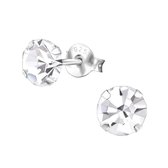 Aramat jewels ® - Ronde oorbellen met kristal 925 zilver transparant 6mm