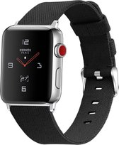 By Qubix - Apple watch bandjes van By Qubix - Apple Watch 38/40mm Canvas bandje - Zwart