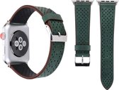 By Qubix Dot Pattern Leren bandje - Donker groen - Geschikt voor Apple Watch 38mm - 40mm - 41mm - Compatible Apple watch bandje - smartwatch bandje