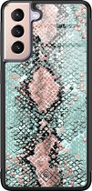 Samsung S21 hoesje glass - Baby snake | Samsung Galaxy S21  case | Hardcase backcover zwart