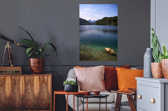 Sticker Muursticker Neuschwanstein - Lac près de Hohenschwangau près de Bavière en Allemagne - 60x90 cm - film autocollant - sticker mural repositionnable