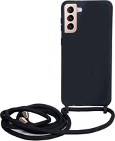 FONU silicone Backcase Étui Avec Corde compatible avec Samsung Galaxy S21 Plus  -  Le noir